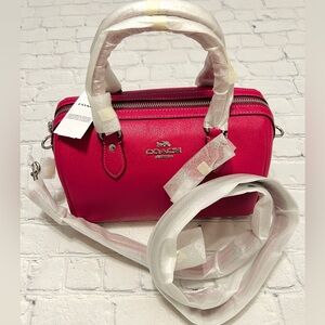 NWT Pink Leather Coach Satchel Three Way Bag (Crossbody, Shoulder, Handle Tote)